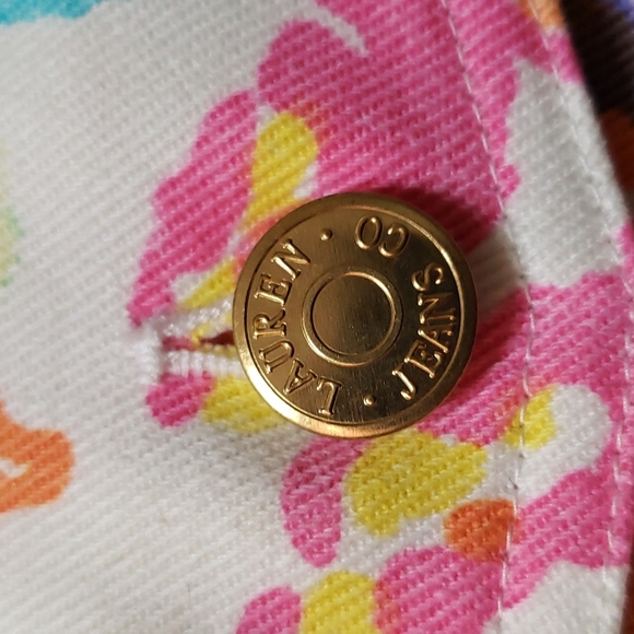 HP 🎉 Lauren Ralph Lauren Floral Multicolor White Jean Jacket Sz S - Picture 4 of 6